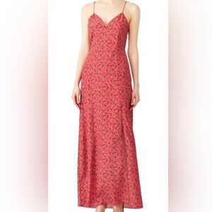 Slate & Willow Pink Rose Vine Maxi Dress Thigh High Slit Strapless Size 0